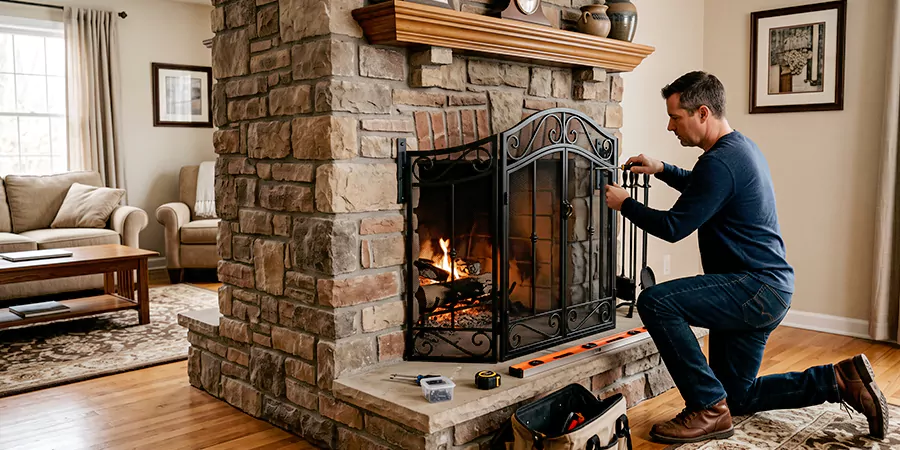 Custom and Decorative Fireplace Screen Installation Norwalk